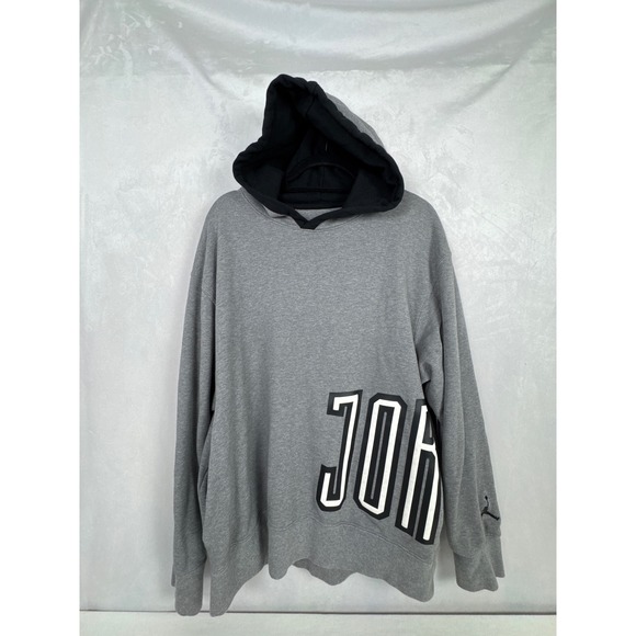 Jordan Other - Jordan‎ DNA Wrap Around Logo Pullover L Hoodie Gray Black Spellout Jump Man Goat
